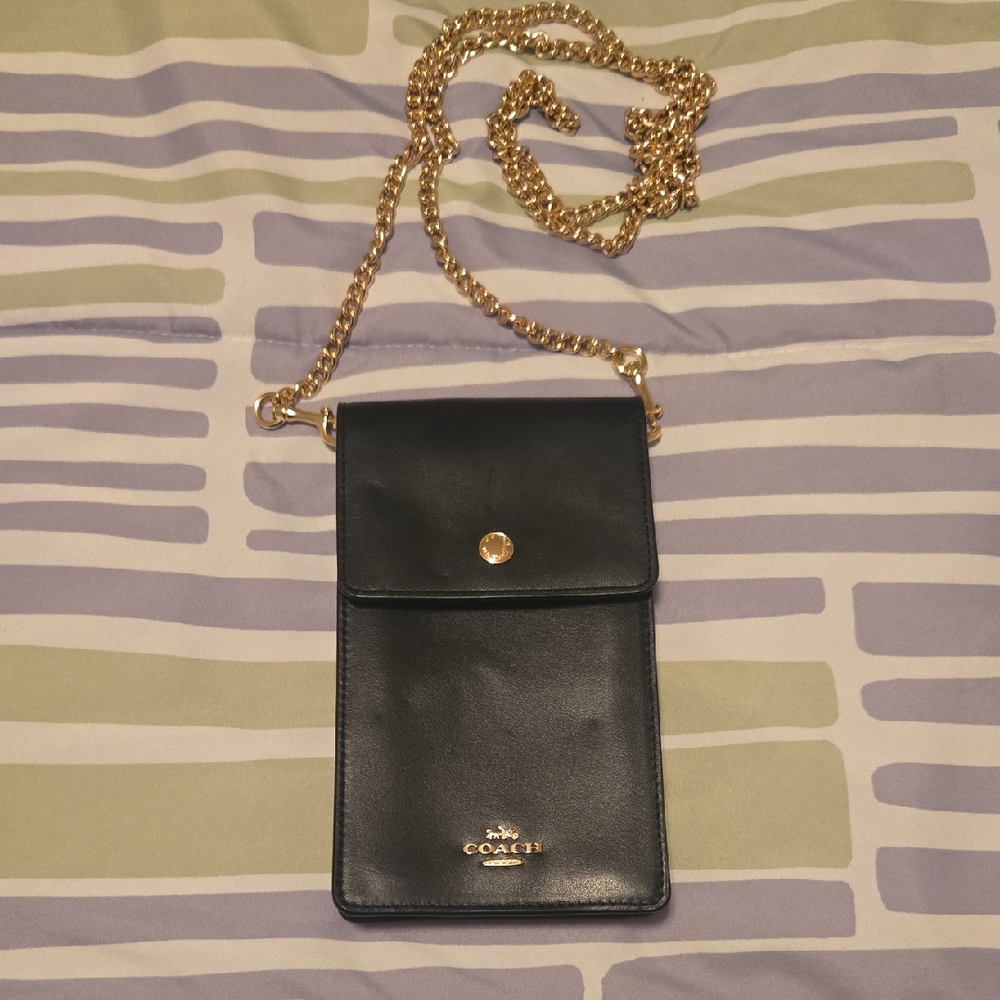 Coach Black Crossbody Bag with Gold Chain
